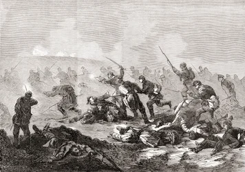 La prise du redoute de Grivitsa par les Russes pendant la troisième bataille de Grivitsa, Bulgarie